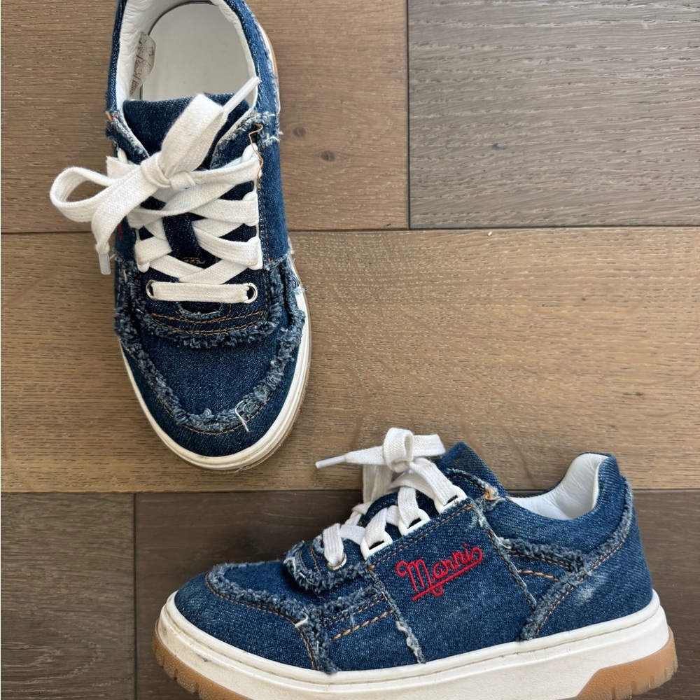 Marni Kids Denim Sneakers - Blue and White